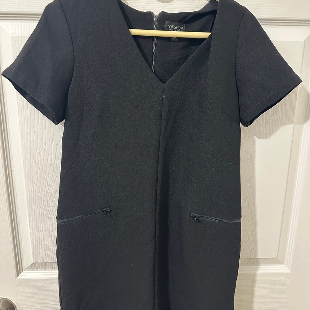 Topshop Black V-Neck Dress